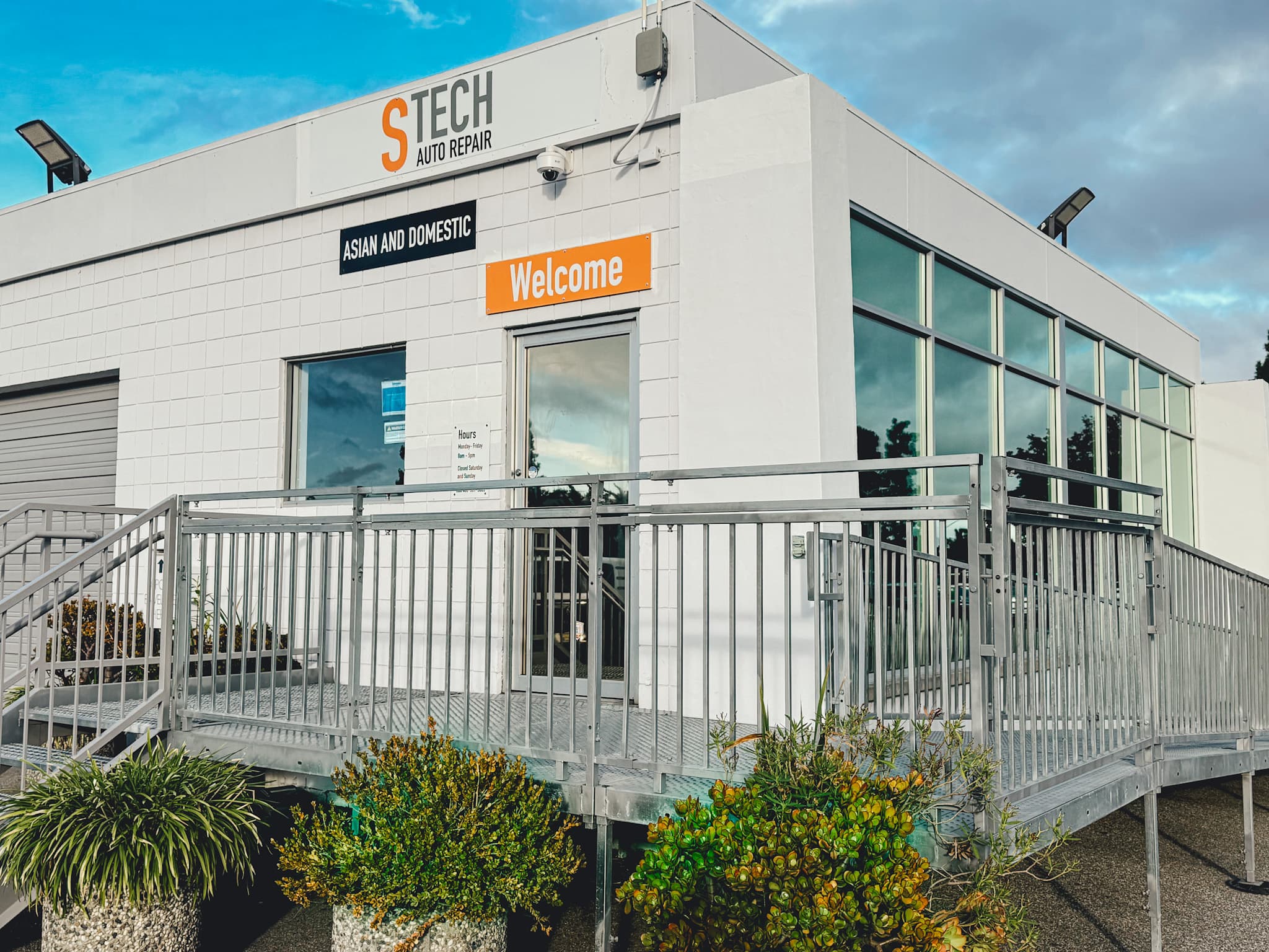 Exterior of the S-Tech Auto Repair building in Sunnyvale